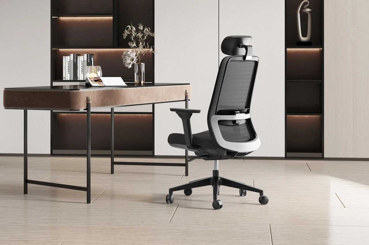 LIANFENG ergonomic mesh office chair in a modern workspace, made by Anji Fuhe